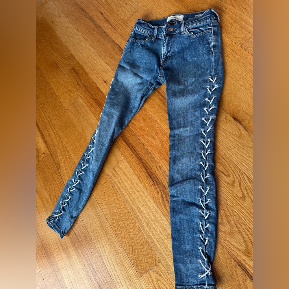 PacSun Blue Skinny Lace-Up Jeans